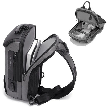 Men's Lock Shoulder Bag USB Cross Body Chest Bags Travel Crossbody Pack Pack