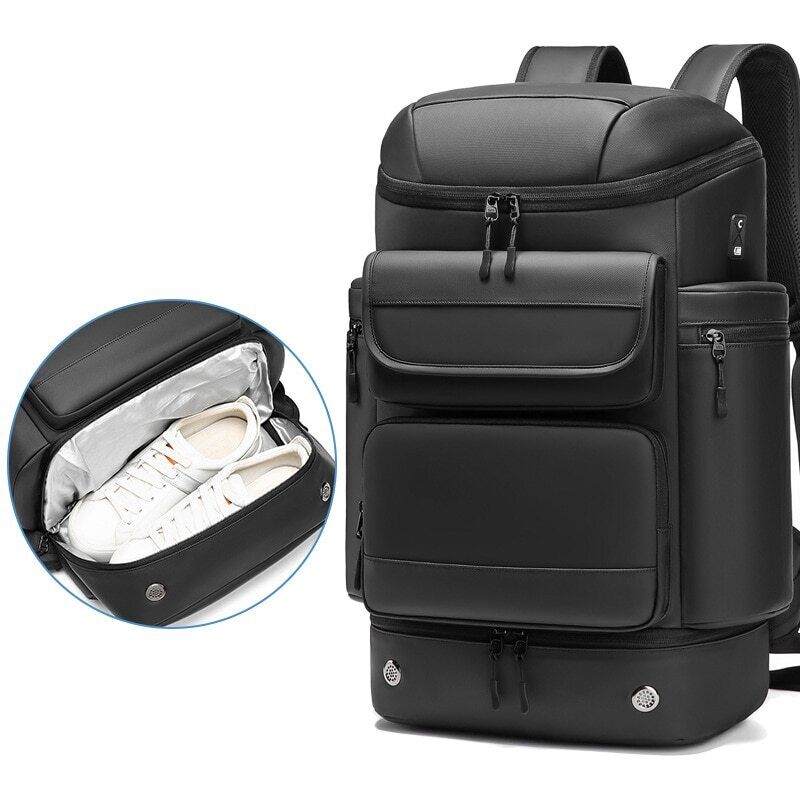 50L Men Travel Backpack Outdoors Mountaineering Bag Laptop Shoe Bag