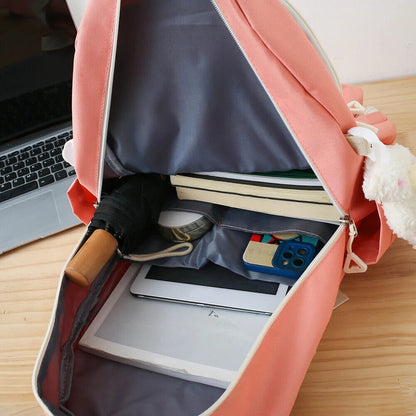 5pcs/set High School Backpack School Bags Teenage Girls Pockets Backpack Women