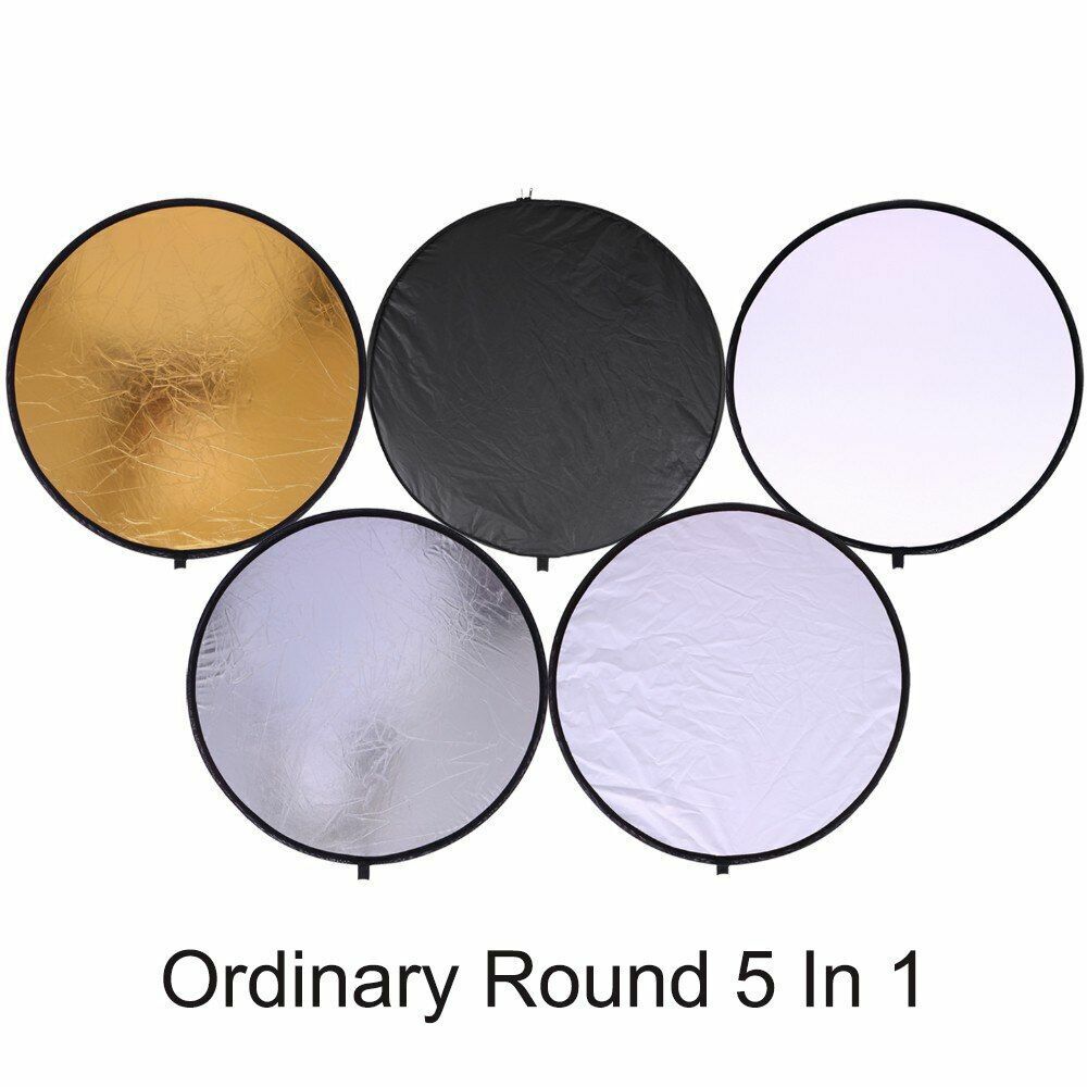 5 In 1 Light Reflector Diffuser 80/110cm Handhold Collapsible Photography Tools