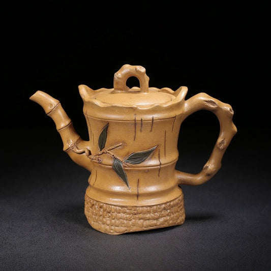 vintage chinese yixing purple clay teapot zisha ceremony fine bamboo teaware art