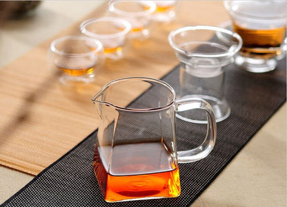 Square Bottom Glass Teapot Tea mug tea Kettle Set Thick Cup Puer Coffee TeaSet