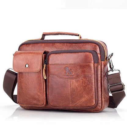 100% Genuine Leather Men's Handbag 11" Crossbody Shoulder Bag Business Messenger