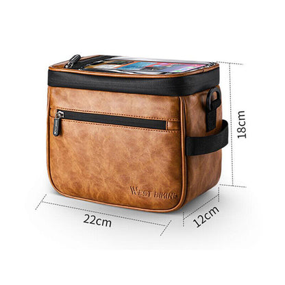 Waterproof PU Leather Bicycle Handlebar Touch Screen Bag Insulated Coolers Box