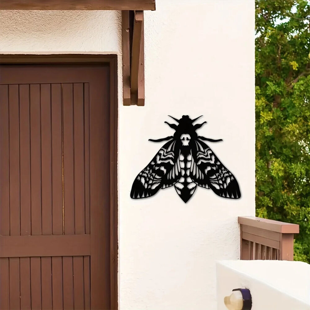 Metal Gothic Death Head Moth Art Wall Decor Moth Metal Art Metal Moth Sign Moth