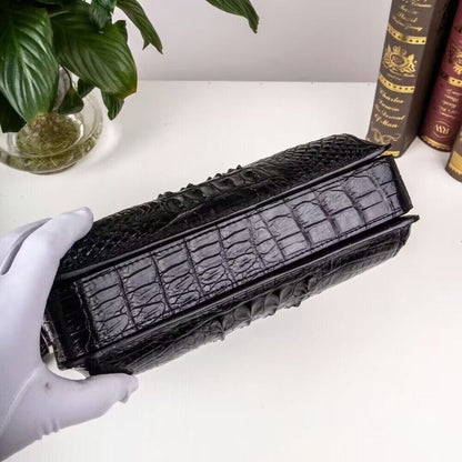 Handcrafted Original Crocodile Skin Leather Men Business Shoulder Messenger Bag