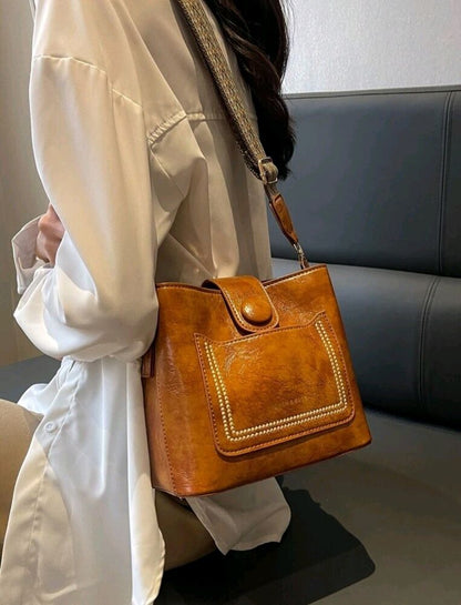 Leather Crossbody Shoulder Bag For Women Handbag Retro Style Hobo Mini Brown