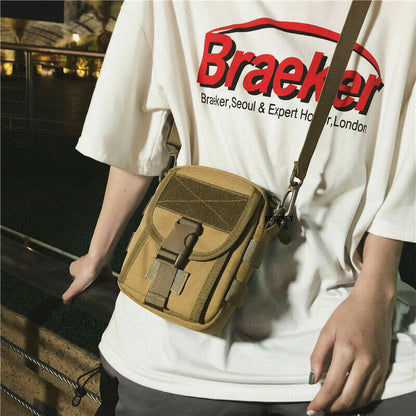 Men Messenger Bag Canvas Shoulder Bag Small Pack Travel Waist Pack Pouch Backpak