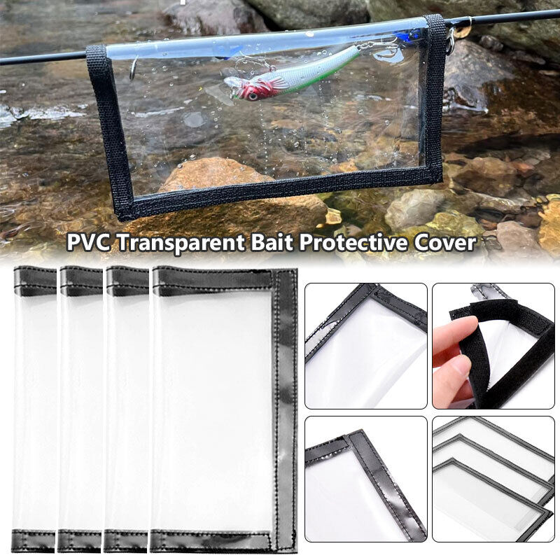 4x PVC Fishing Lure Wraps Hook Protective Cover Clear Fishing Bait Storage Bag
