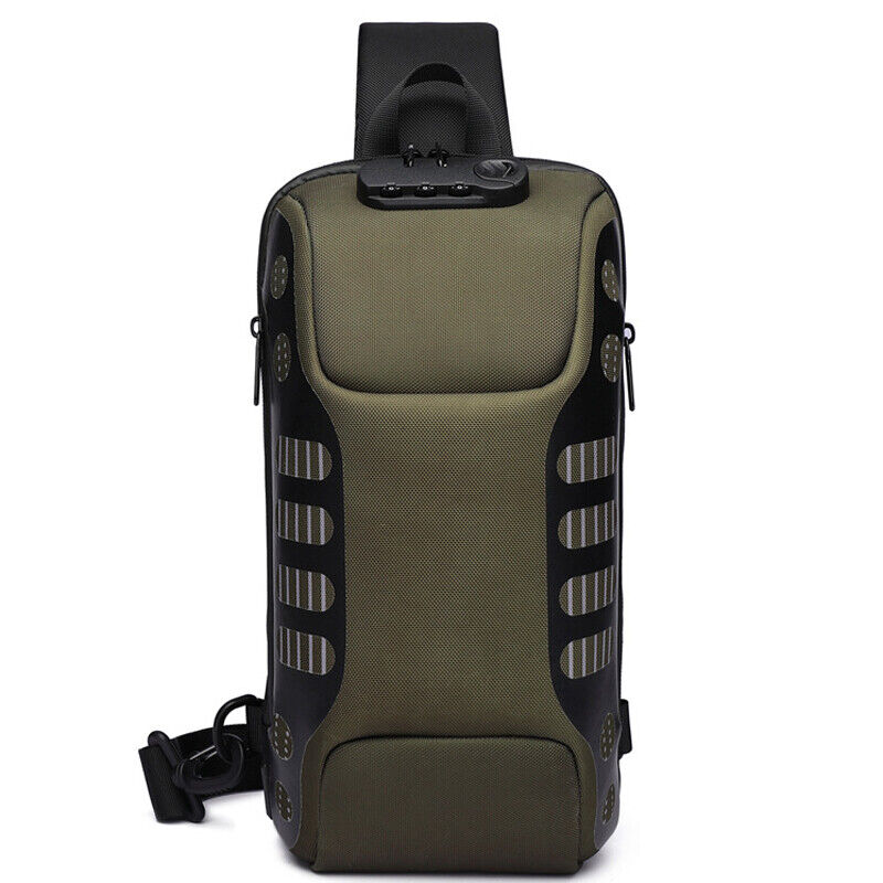 Men's Sling Backpack Oxford cloth Waterproof&Anti-theft Crossbody Sport Bags USB