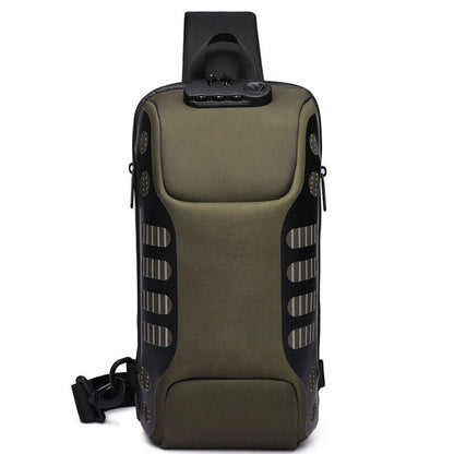 Men's Sling Backpack Oxford cloth Waterproof&Anti-theft Crossbody Sport Bags USB