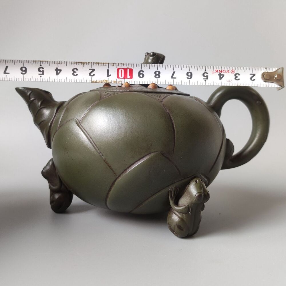 Vintage Chinese Yixing Purple Clay Teapot Zisha Ceramic Frog Lotus Teaware
