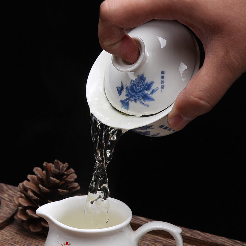 porcelain tureen Chinese kungfu gaiwan tea brewer bowl lid cup saucer 100ml new