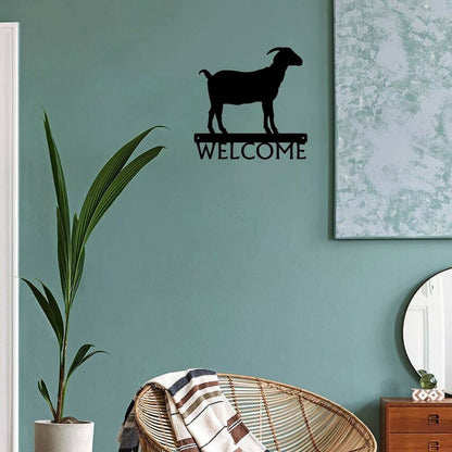 Horned Goat Farm Welcome Sign Metal Ornaments Wall Stickers Shape Artwork