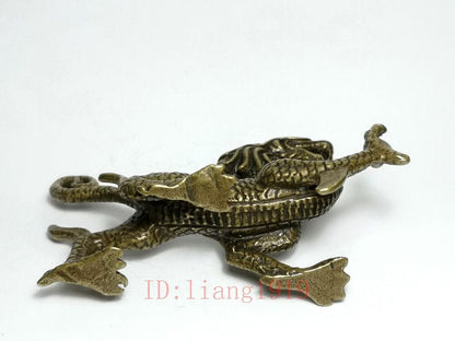 China Bronze Carving Zodiac dragon loong Statue fengshui Ornament Collection