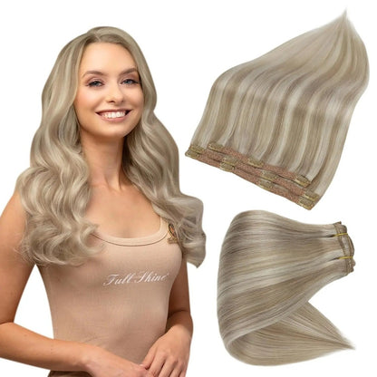 Full Shine 50 Grams 100% Real Clip Remy Human Hair Extensions Full Head Thick