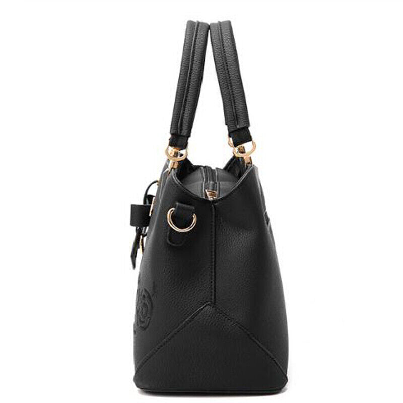 Fashion Women Ladie PU Leather Handbag Shoulder Bag Flower Satchel Messenger Bag