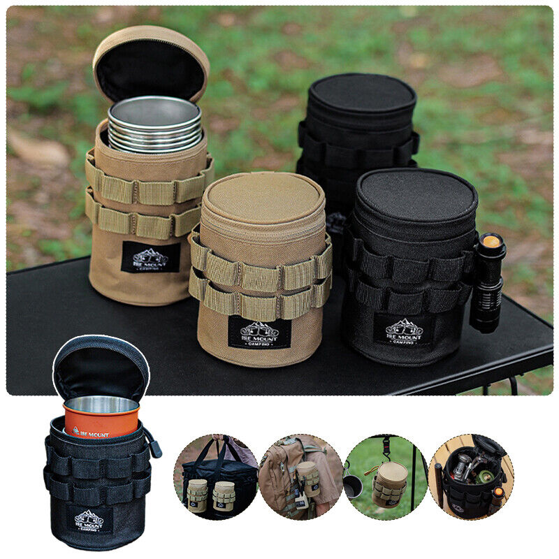 Outdoor Tactical Camping Tea Beer Cup Storage Bag Water Bottle Holder Hangable