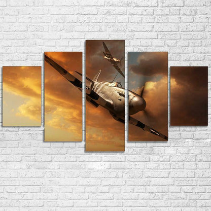 Dunkirk Spitfire Airplane WW2 5 Piece canvas Wall Art Print Home Decor
