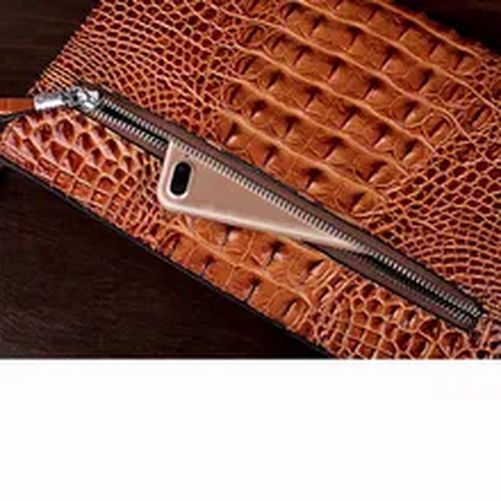 Crocodile Pattern Genuine Cow Leather Envelope Bag Men Clutch Wristlets Bag Men