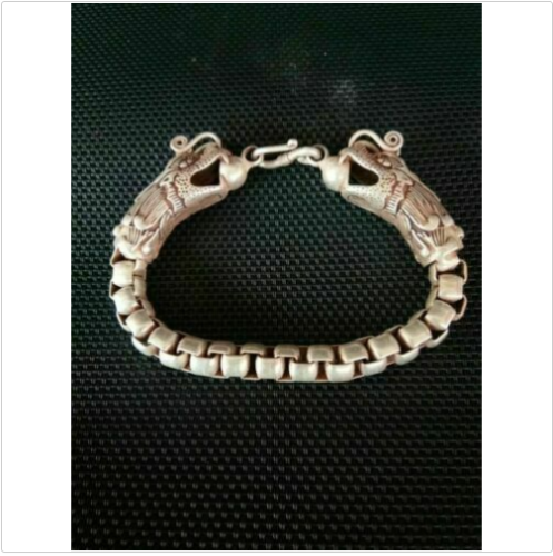Collectible Chinese Tibet Silver Bangle Handwork Auspicious Dragon Bracelet