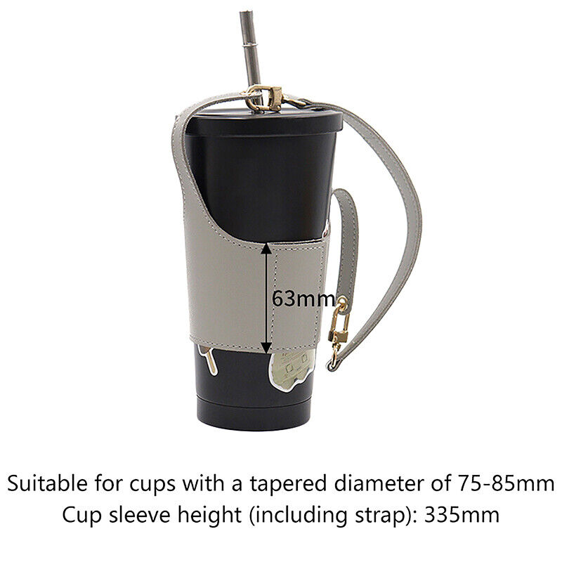 Leather Cup Cover Pouch Portable Water Bottle Sleeve Bag Leather Carrying Strap