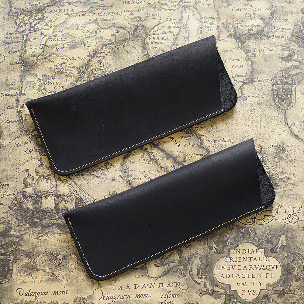 Handmade Crazy Horse Leather Pencil Case Stationery Storage Bag Sunglass Cases