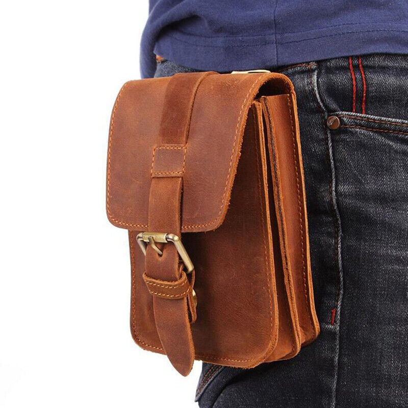 Men's Belt Waist Bag Mobile Phone Bag Shoulder Waist Bag Leather