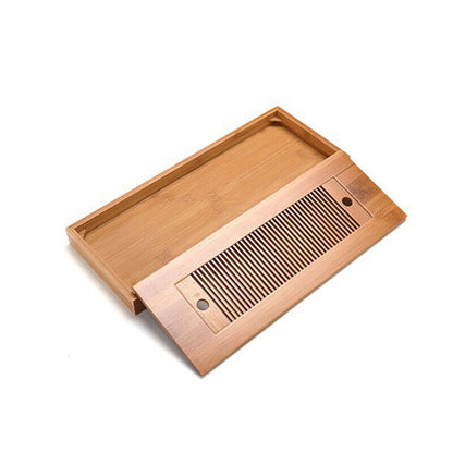 Chinese Tea Tray Bamboo Drainage Water Storage Kung Fu Tea Set Drawer Tea Board