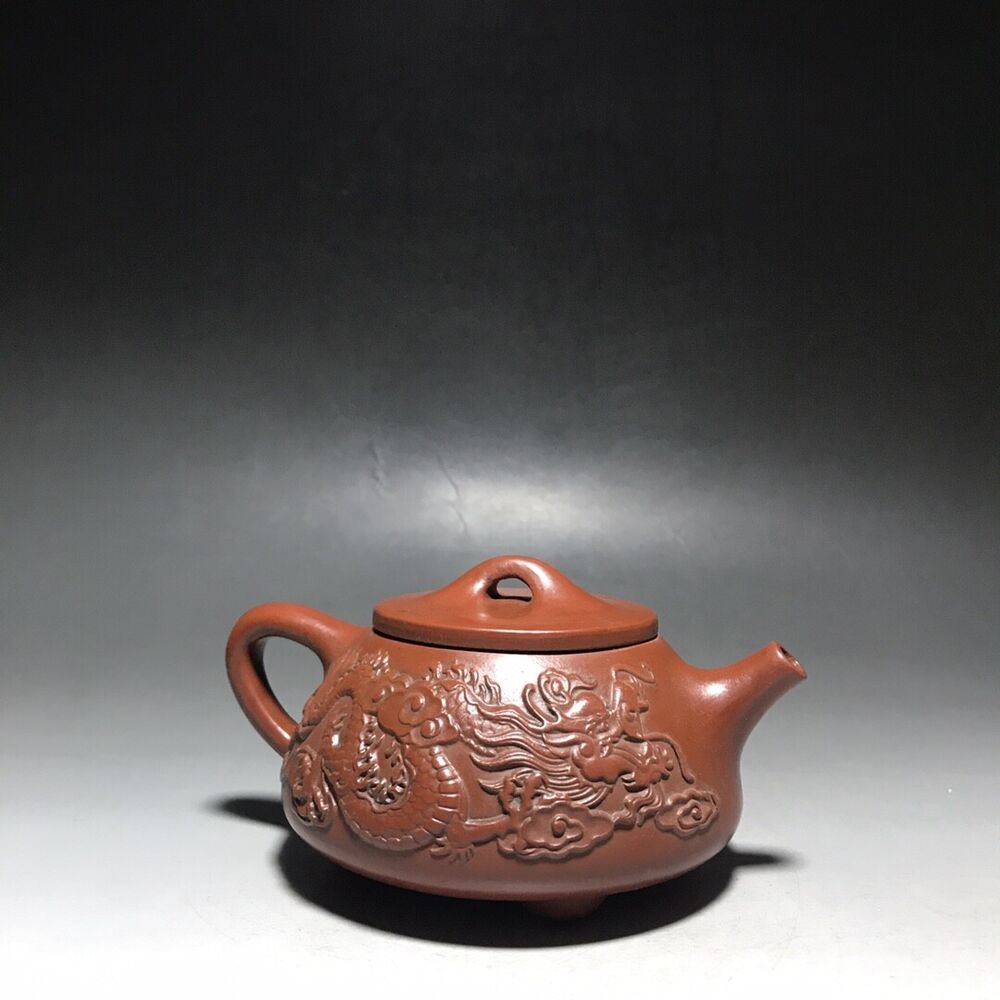 vintage chinese yixing purple clay teapot zisha ceremony carving Collectible art