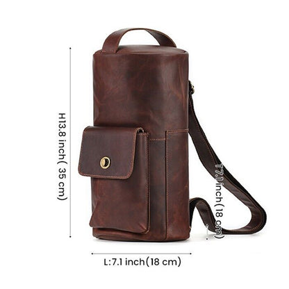 Men's Sling Backpack, Crazy Horse Leather Large Capacity Chest Bag Crossbody Bag