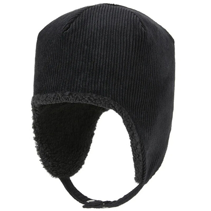Women Beanies Winter Thick Warm Fleece Hats Corduroy Outdoor Ski Ear Cap 55-62cm