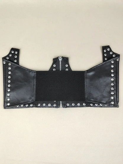 Women Belts Zipper Closure Corset Lift Up Masquerade Party Crop Tops Cummerbunds