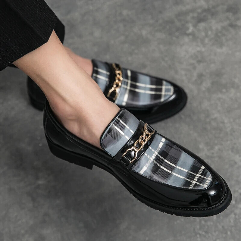 Italian Shoe Men Loafers Men Shoes Slip-on British Style Striped Soft Shoes