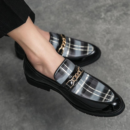 Italian Shoe Men Loafers Men Shoes Slip-on British Style Striped Soft Shoes