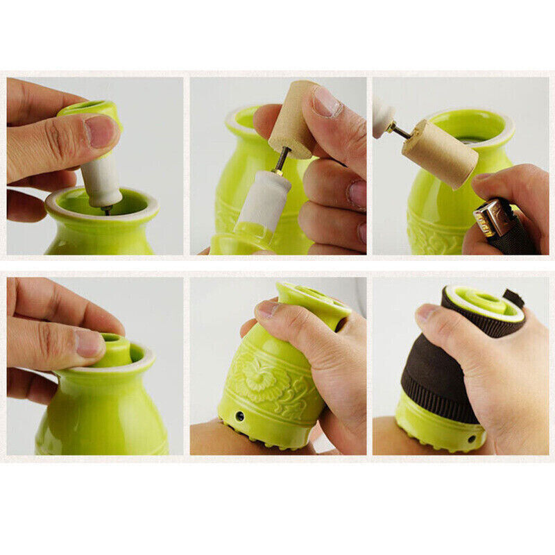 1Pc Ceramic Moxibustion Pot Moxa Article Mugwort Roll Burner Tool Wormwood 艾灸艾草