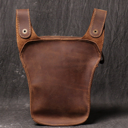 Outdoor Vintage Motorcycle Leather Drop Leg Bag Tactical Thigh Waist Fanny Pack