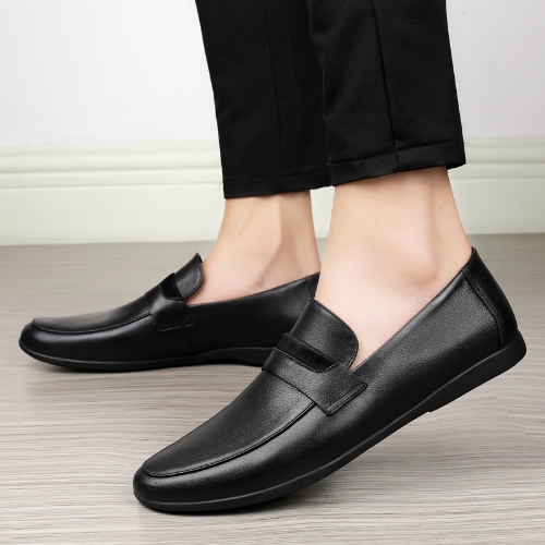 Black Genuine Leather Shoes me Loafers Flats Super Light Moccasins