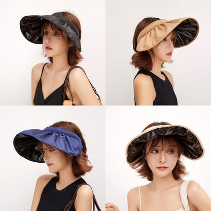 2 in 1 Clip On Sun Visors Foldable Sun Hats Headbands for Women Wide Brim Hat