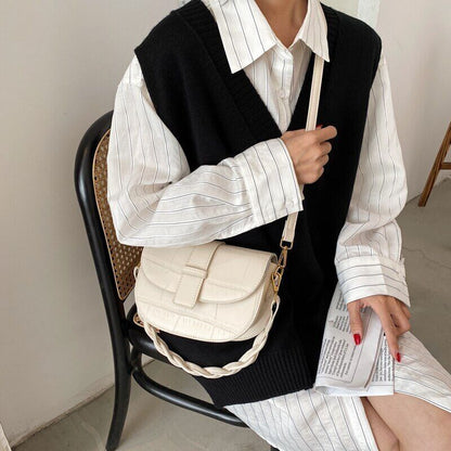 PU Leather Saddle Crossbody Bags Women Winter Shoulder Bag Handbags Purses