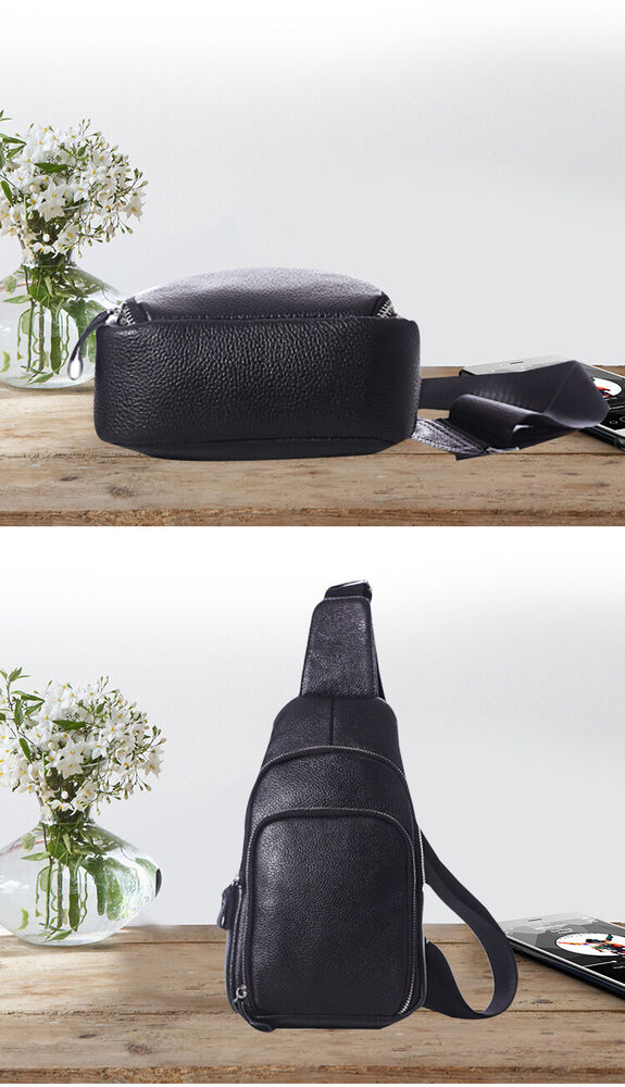 Sling Backpack Men's Genuine Leather Crossbody Chest Bag Casual Sport Daypack