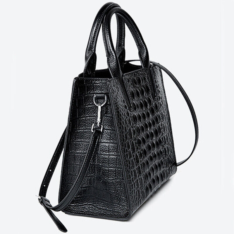 100% Genuine Leather Womens Crocodile Elegant Handbag Evening Party Shoulder Bag