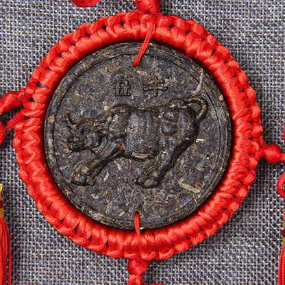 12 Pcs Organic China Yunnan Ripe Puerh Tea Zodiac Craft Pendant Decorative Gifts