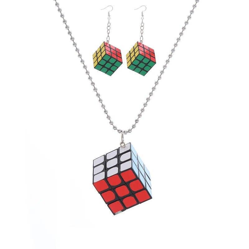 Women Rubik's Cube Earring Geometry Funny Earrings Hanging Cool Jewelry 1Pairs