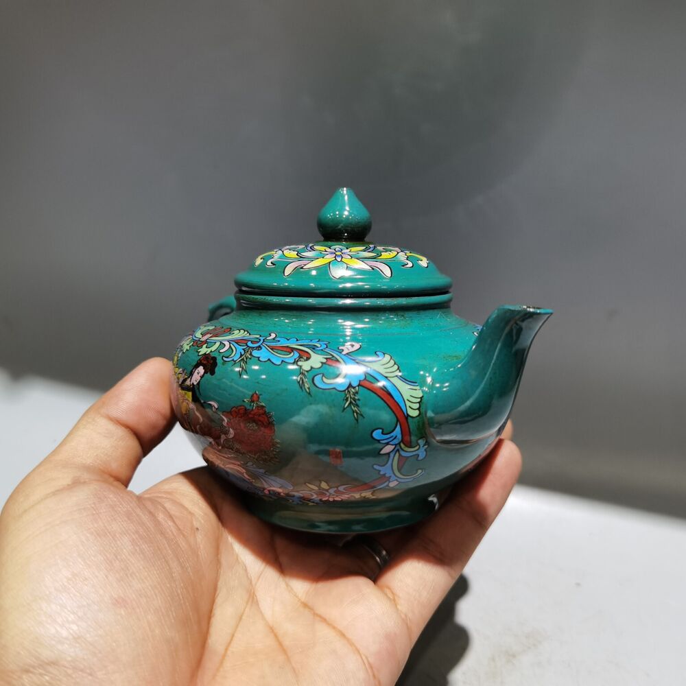 vintage chinese yixing purple clay teapot zisha painted figure story teaware art
