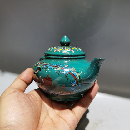 vintage chinese yixing purple clay teapot zisha painted figure story teaware art