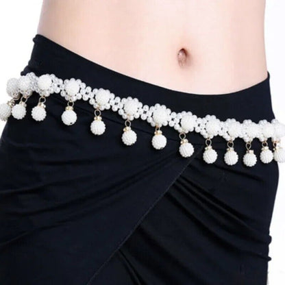 Women Belt Waist Chain Woven Summer Fashion Ladies Pearl Beads Dance Wear