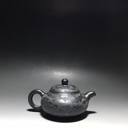 vintage chinese yixing purple clay teapot zisha ceremony carving Collectible art