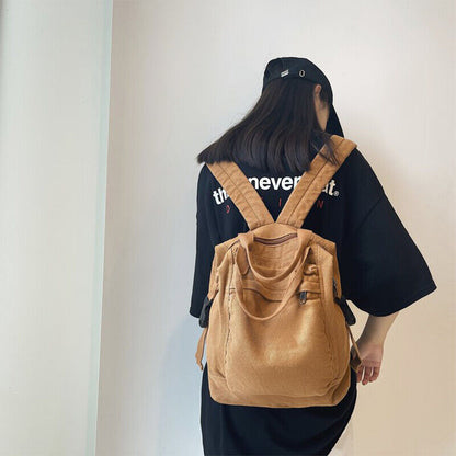 Unisex Students' Retro Backpack Shoulder Bag Schoolbag Solid Color
