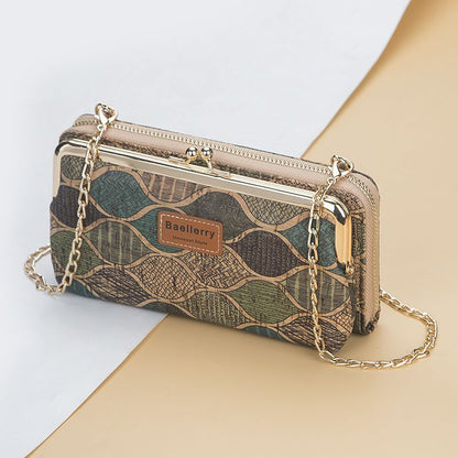 Wallets Wood Grain Chain Long Phone Holder Classic Purse Zipper Wallet 11*5*20CM